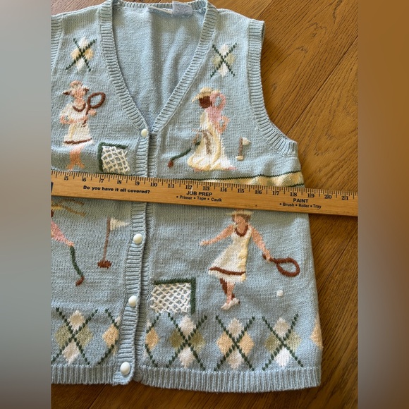 90’s VTG capacity cotton/wool knit blend vest golf/tennis character medium - Picture 4 of 6
